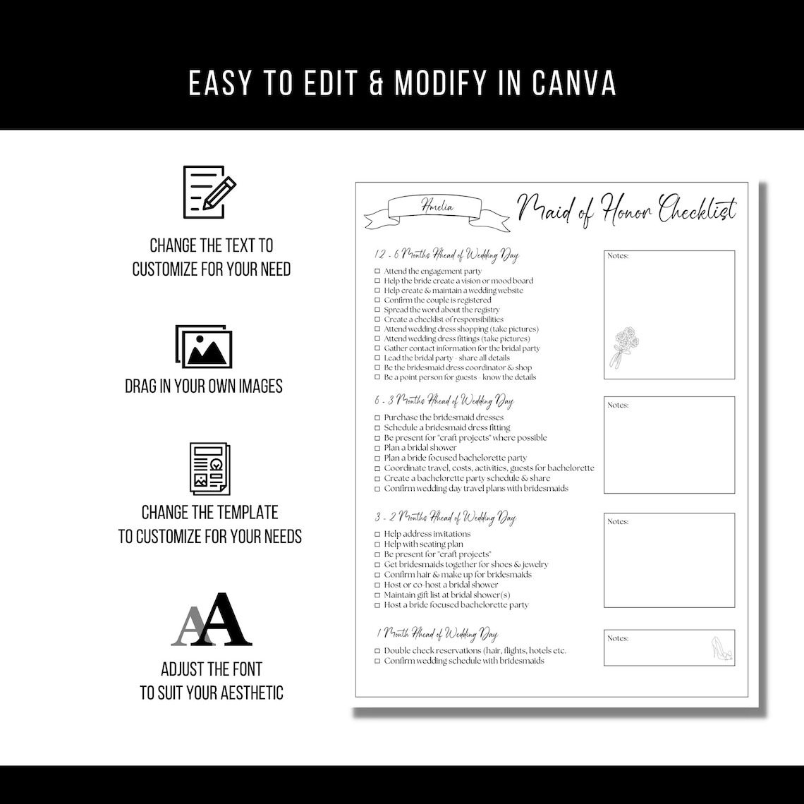 Editable Maid of Honor Checklist, Printable Maid of Honor Duties ...