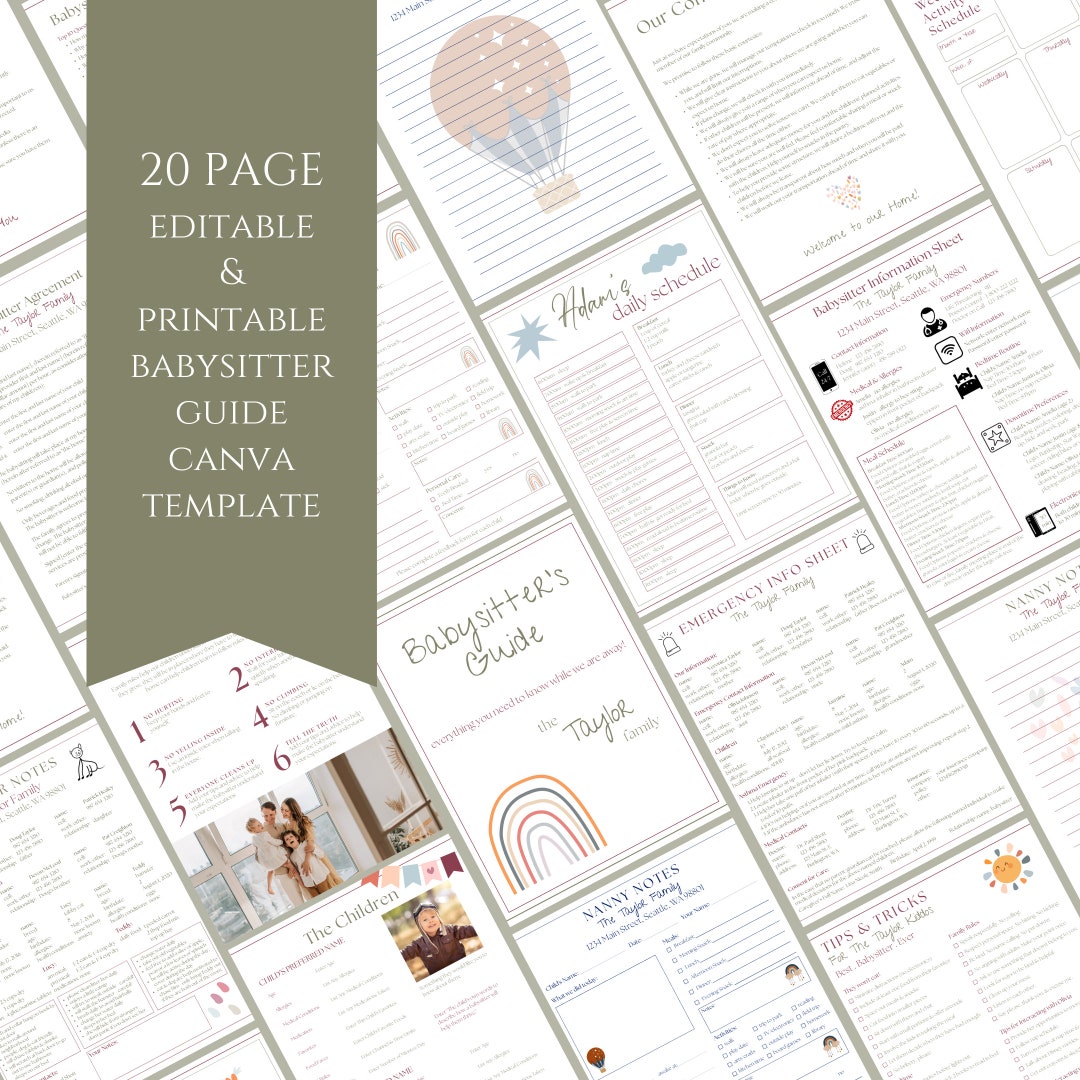 Babysitter Planner Printable, Editable Babysitter Planner, Childcare ...