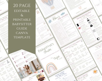 Agenda per babysitter modificabile: guida per l&#39;assistenza all&#39;infanzia, stile boho (download digitale)