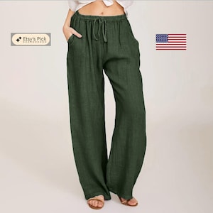 Linen PALAZZO Pants, 28, 30, 32, 34 Inches Inseam Options, Wide