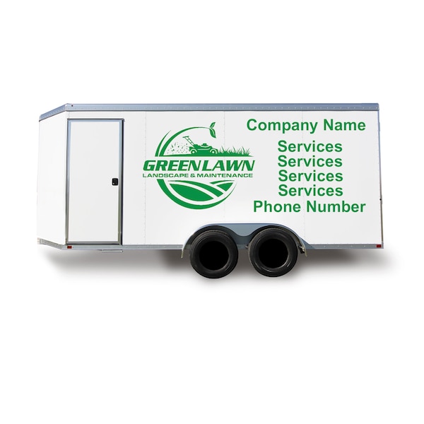 2 Lawn landscaping services  Vinyl Decals l for trailer, trailer company logo decal,  Personalized Logo  Sticker for Trailer