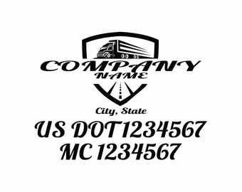 2 Custom US DOT Trucking Decals , US dot Stickers, Truck Door Lettering , Custom Truck Decal, Stickers, company logos, mc numbers