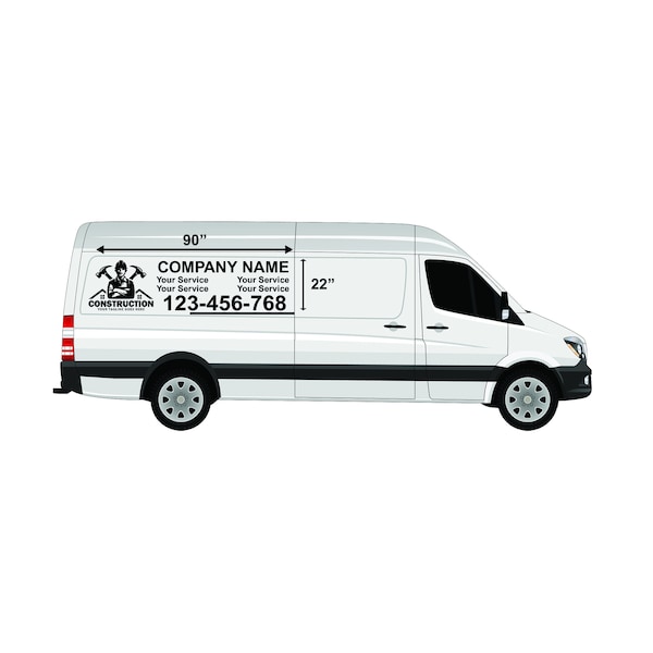 2 Van Construction Side Decals  and Rear Decal . Commercial Vehicle Sticker - Custom Cargo Van Decal. handy man van decals