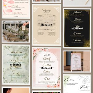 Carte de menus sur mesure pour mariage