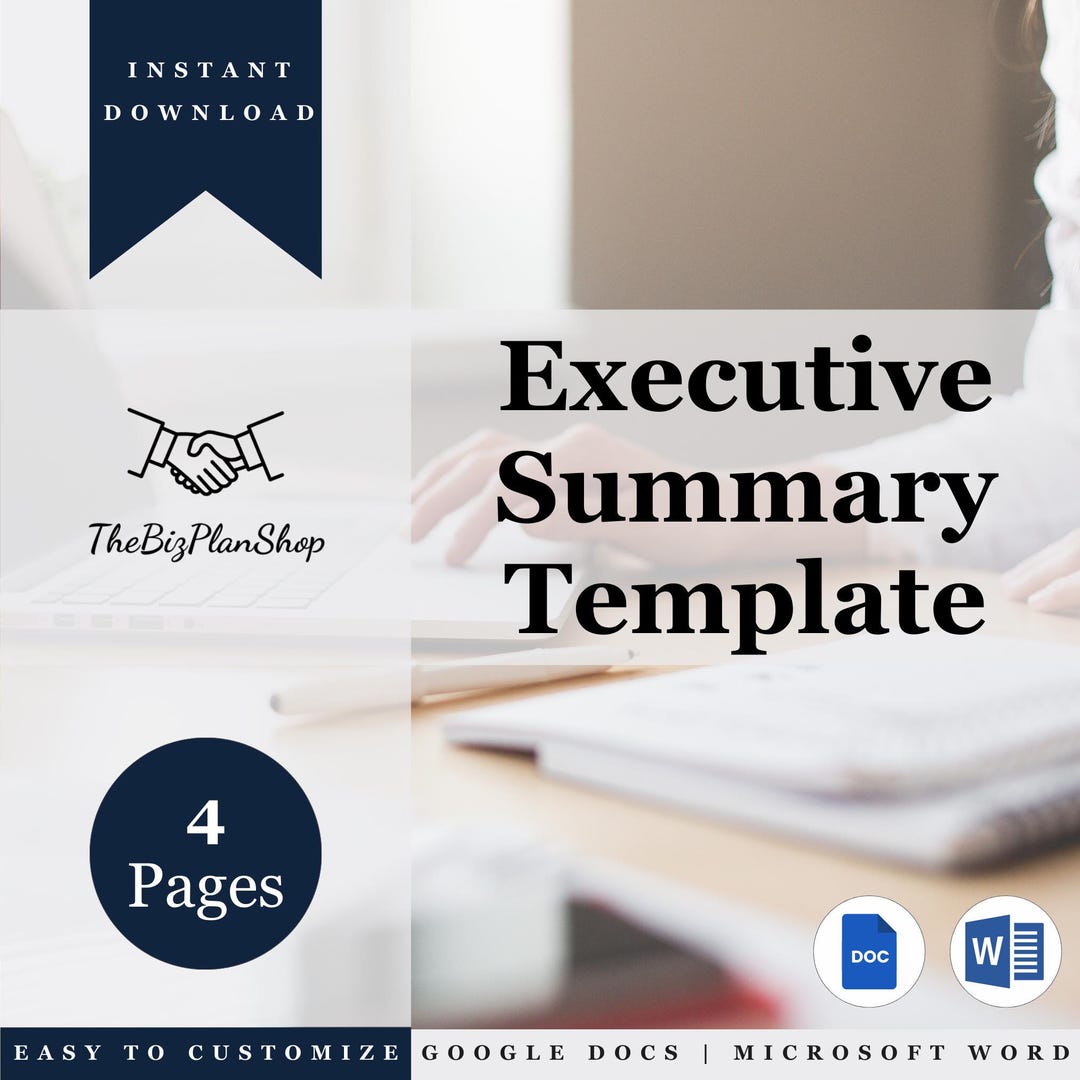 Executive Summary Template: Business Plan Guide (MS Word & Google Docs ...