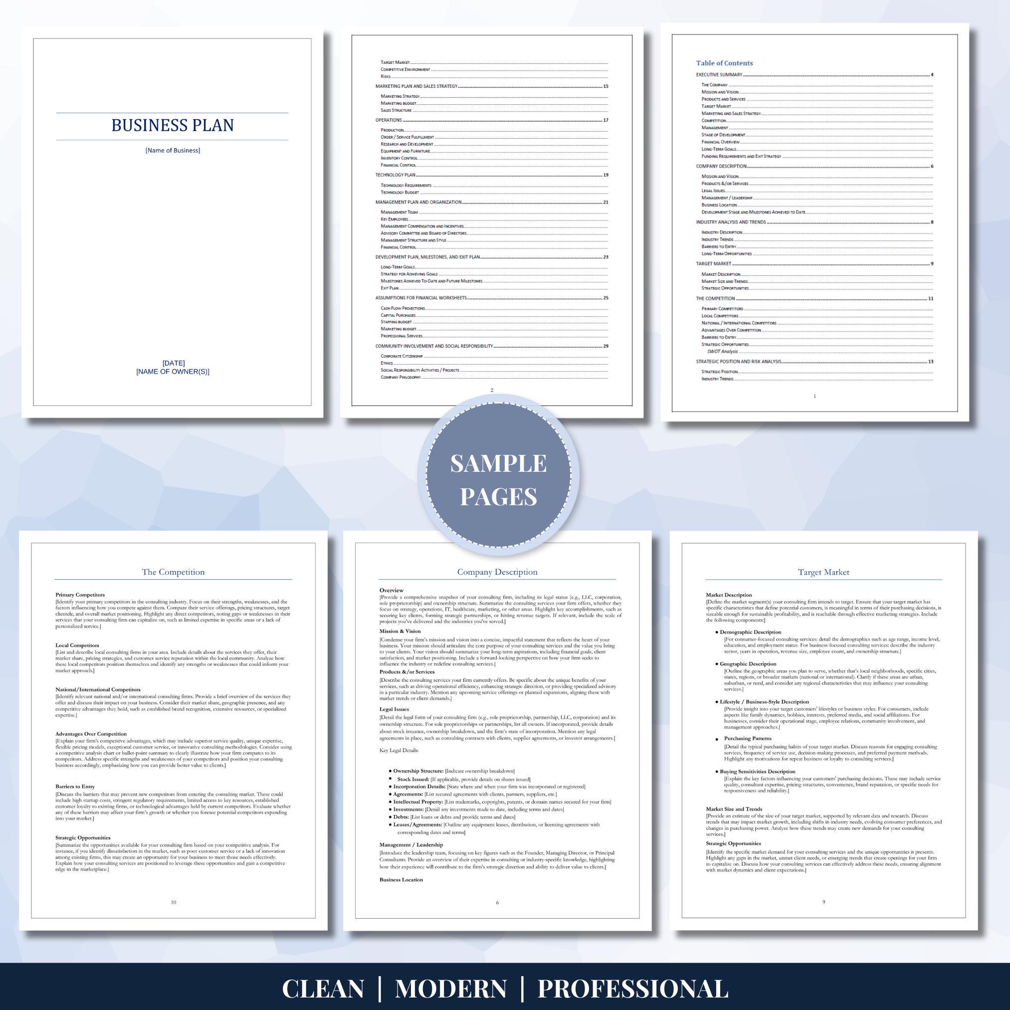Business Plan Template – Comprehensive Startup Planner (editable in ...