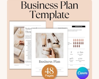 Editable Business Plan Template: 48-Page Canva Workbook (Digital Download)