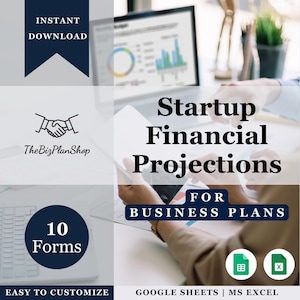 Startup Financial Worksheets for Business Plans | Cash Flow, Profit and Loss, Projections | Excel, Google Sheets