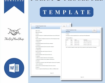 Policy & Procedure Template and Guide | Editable in MS Word | Instant Download | US Letter Size