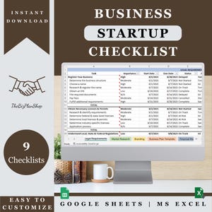 Business Startup Checklist | MS Excel | Google-Sheets