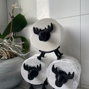 Porta carta igienica renna | Decorazioni divertenti per il bagno | Figura da bagno impilabile | Regalo per il bagno degli ospiti | Supporto per alce stampato in 3D