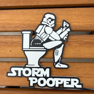 Lustiges Badezimmer WC Schild Star Wars "Storm Pooper" Wanddekoration,Toilettenschild lustig, Dekoration,Star Wars Fans Geschenkidee weiß