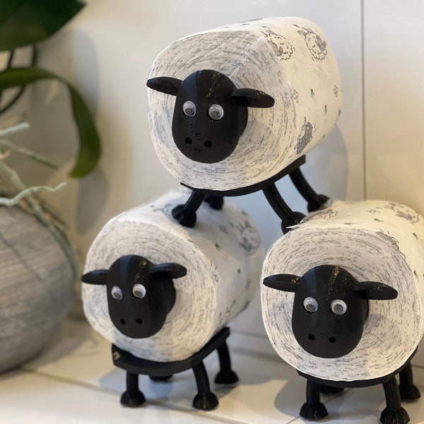 VPOUERY Toilettenpapierhalter Schaf Design - 3D-Druck Schwarzes Schaf Badezimmer Deko