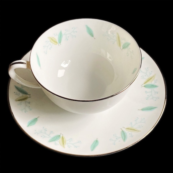 Vintage Franciscan China Cup and Saucer – Newport Pattern with Platinum Trim
