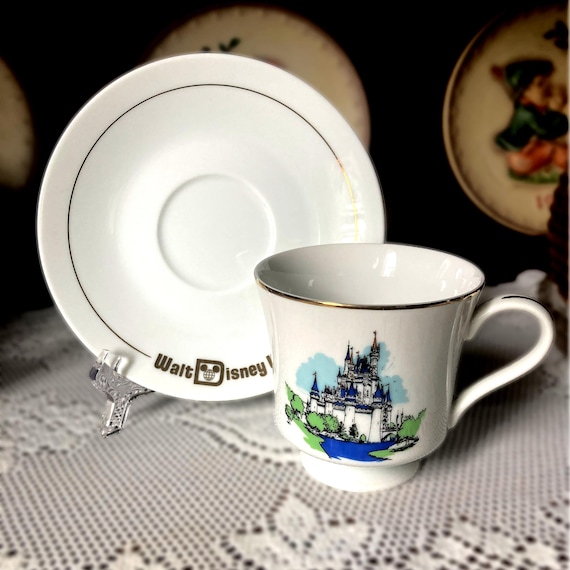 Vintage Walt Disney World Cup & Saucer Set – Cinderella Castle Souvenir, Made in Japan (1970s)