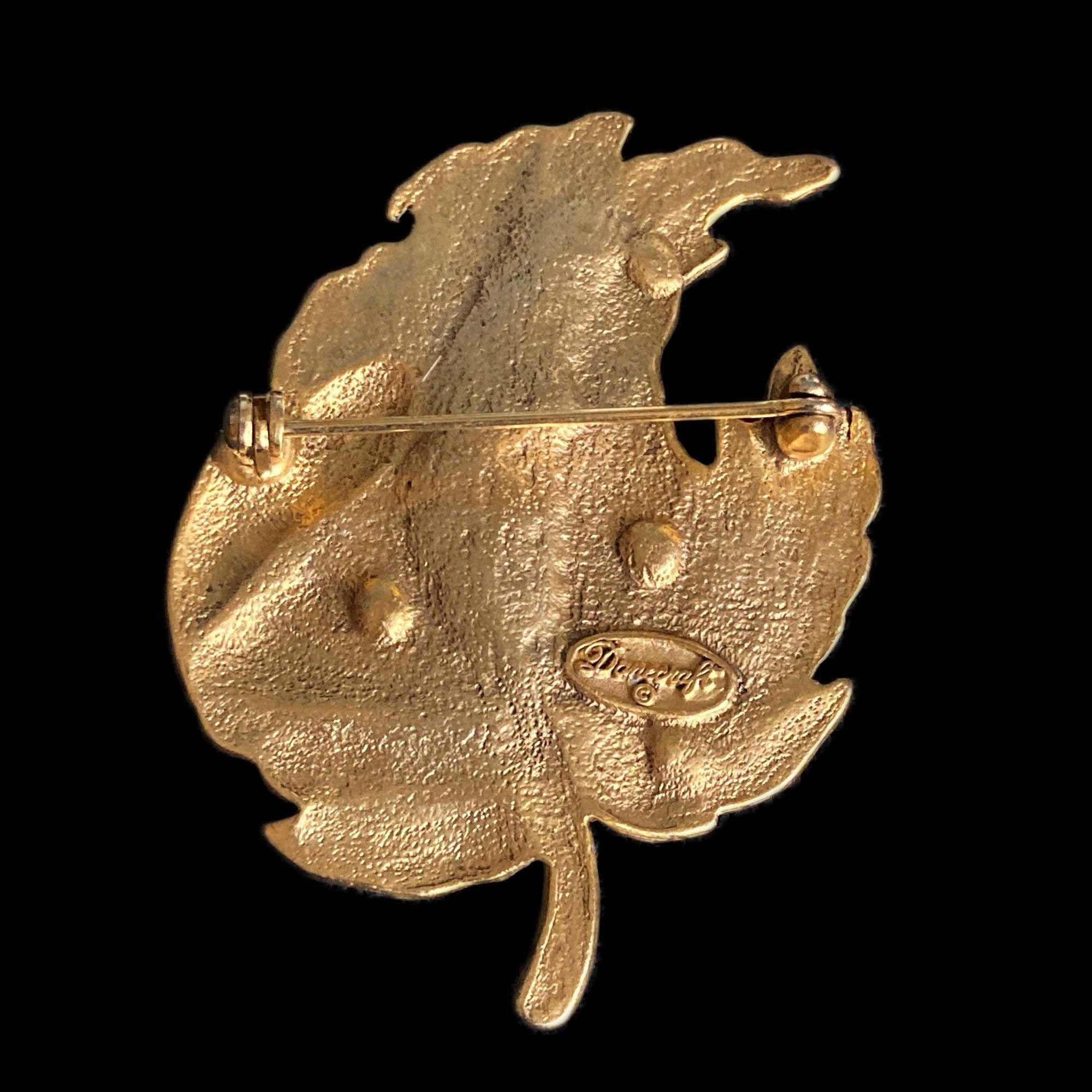 Vintage Danecraft Gold-tone Leaf Brooch With Topaz Vintage Danecraft Gold-tone Leaf Brooch With Topaz