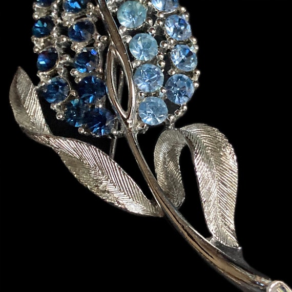 Blue Rhinestone Tulip Flower Brooch by Lisner - image 4