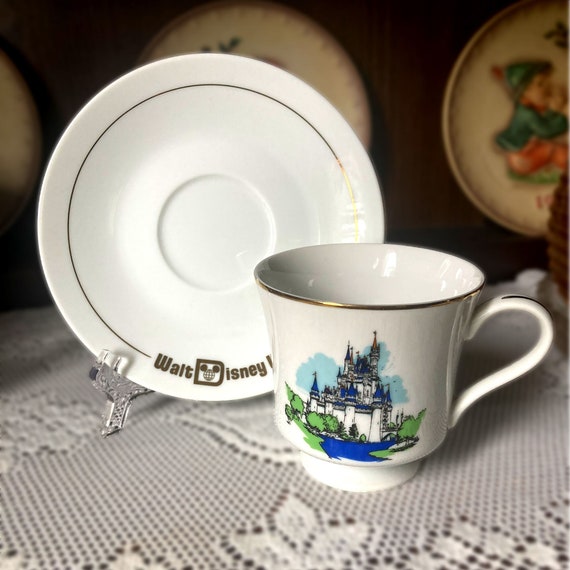 Vintage Disney World Souvenir Cup and Saucer Set - Cinderella Castle (1971 - 1986)