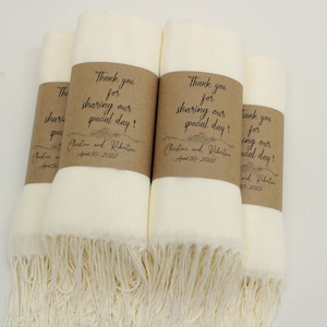 Pashmina Shawl Ivory Shawl Wedding Favors for Guests Pashminas in Bulk Bridal Shower Favors Shawls for Wedding Personalized Party Favors image 1