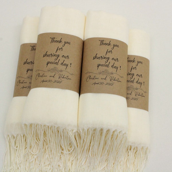 Pashmina Shawl Ivory Shawl Wedding Favors for Guests Pashminas in Bulk Bridal Shower Favors Shawls for Wedding Personalized Party Favors