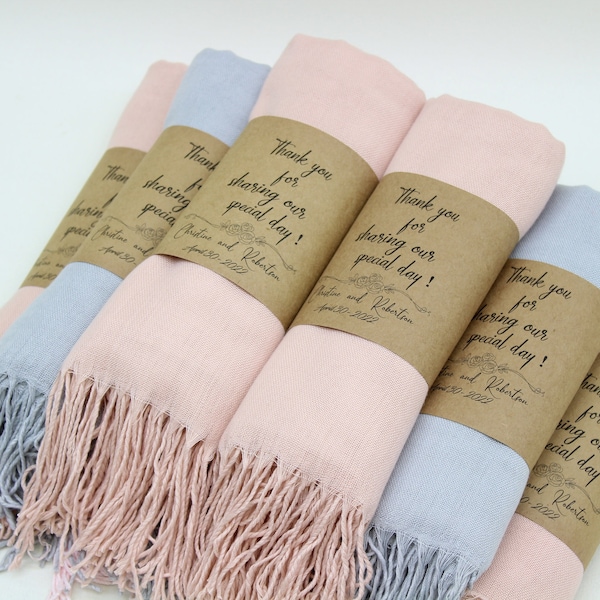 30 piezas Pashmina chal Favores de boda para invitados Pashminas a granel Bridal Shower Favores chales para boda Fiesta personalizada Favores a granel