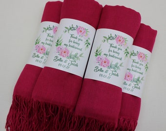 Châle Pashmina Châle rose vif Faveurs de mariage pour les invités Pashminas dans la douche nuptiale en vrac Favorise les châles pour le mariage Favoris de fête personnalisés