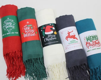 Châle Pashmina de Noël, Pashmina personnalisé, Cadeaux de Noël Pashmina, Pashminas en vrac, Faveurs de Noël pour les invités, Bonne année !