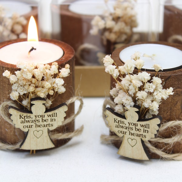 Massen-personalisierte Funeral Favors Kerzen mit Tag-Memorial Favors Funeral Favors für Gäste in Masse Feier des Lebens bevorzugt Trauer Favors