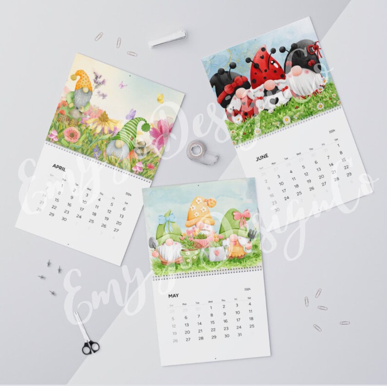 2024 Gnomes Wall Calendar, Hanging Calendar, Gnome Calendar, Stocking