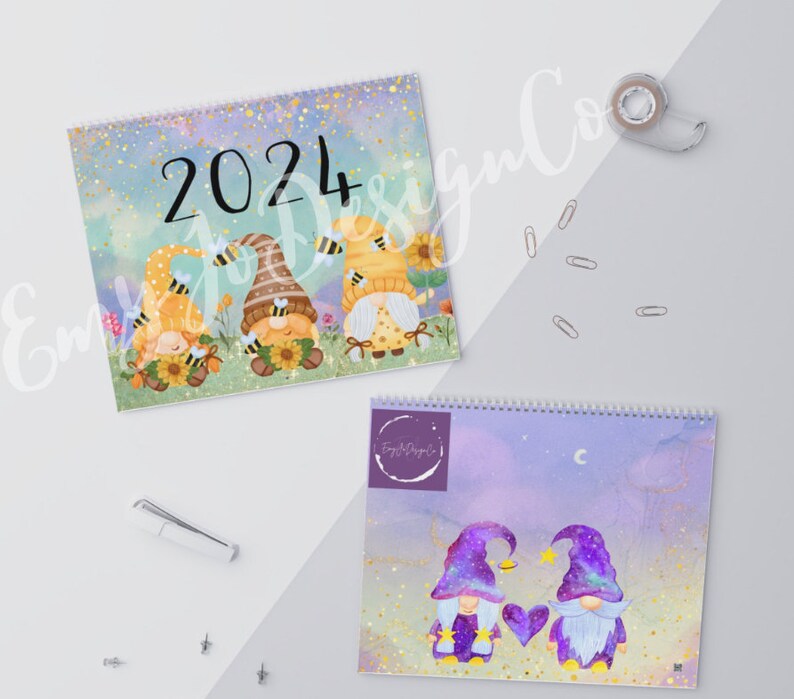 2024 Gnomes Wall Calendar, Hanging Calendar, Gnome Calendar, Stocking