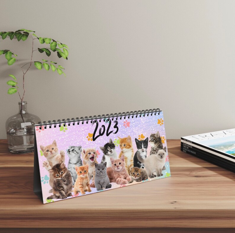 Kittens Desk Calendar 2023 Standing Desk Calendar 2023 Cats Etsy