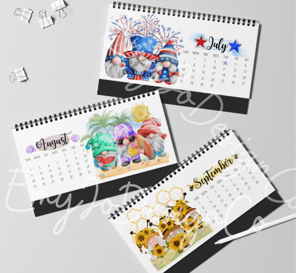 Gnome Desk Calendar 2024, standing desk calendar, 2024 Gnome Calendar