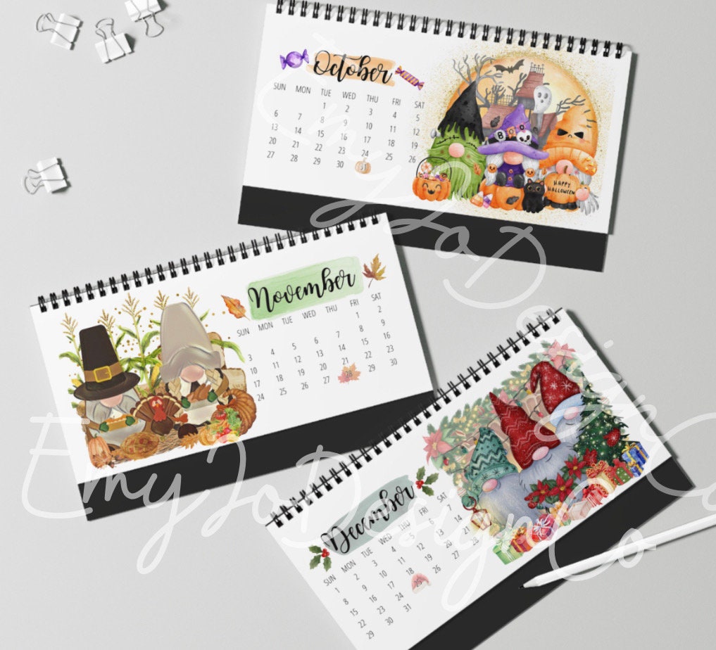 Gnome Desk Calendar 2024, standing desk calendar, 2024 Gnome Calendar