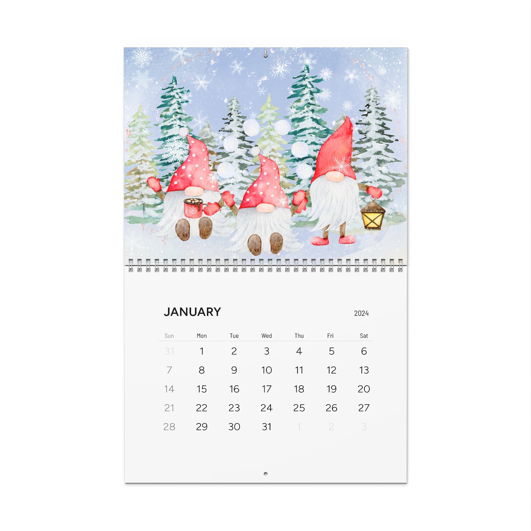 2024 Gnomes Wall Calendar, Hanging Calendar, Gnome Calendar, Stocking