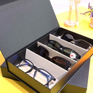 Organizador de gafas de sol con múltiples ranuras, caja de almacenamiento  plegable para gafas, estuche de almacenamiento de joyas, estuche portátil