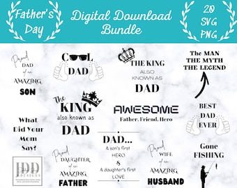 Happy Father's Day SVG Bundle, Best Dad Ever, Father's Day Cut Files, Father's Day Design for Shirts, SVG, PNG