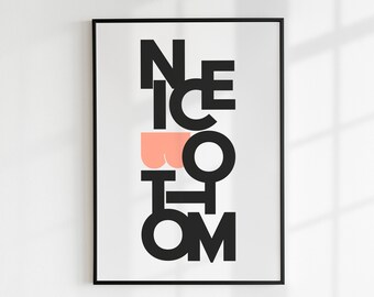 Nice Bottom Bathroom Poster, Fun Bathroom Print, Cheeky Bedroom Print, Bathroom Decor Art, Gallery Wall Print