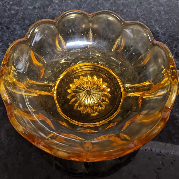 Vintage Amber Glass Candy Dish Etsy