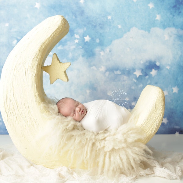 Newborn Moon Digital Backdrop/Moon & Stars/ Moon Prop