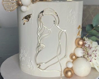 Caketopper made of Plexi LineArt Charms for pregnant woman cakes