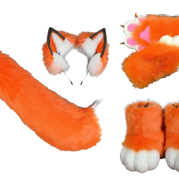 Orange Cosplay Fox Furry Fursuit Include Handpaws, Feetpaws, Ears And Tail