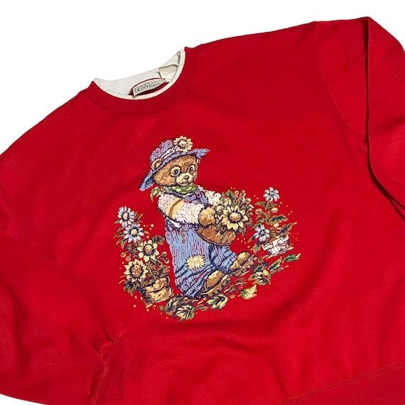 Vintage Basic Editions teddy bear red Sweater siz… - image 1