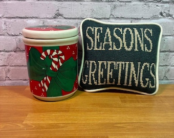Bundle: Vintage Christmas jar and mini pillow