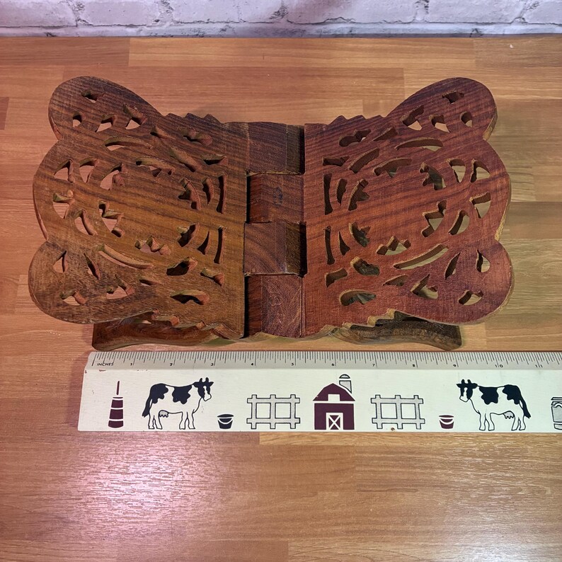 Vintage Hand Carved Wood Folding Book Holder Display India - Etsy