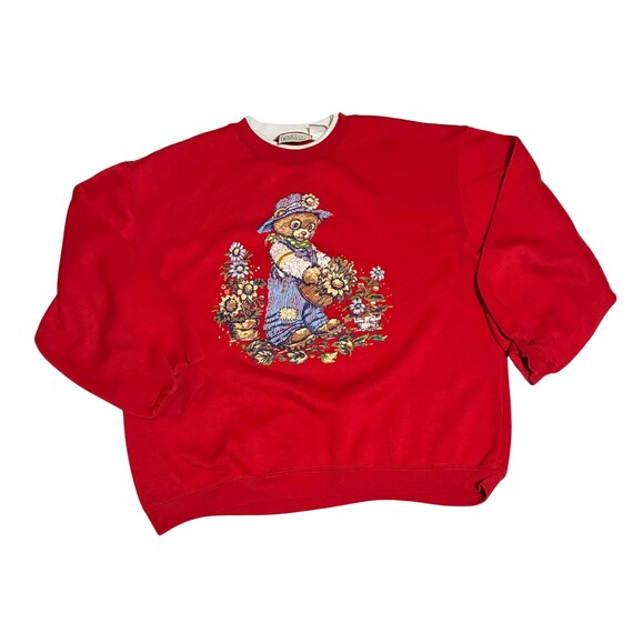 Vintage Basic Editions teddy bear red Sweater siz… - image 2