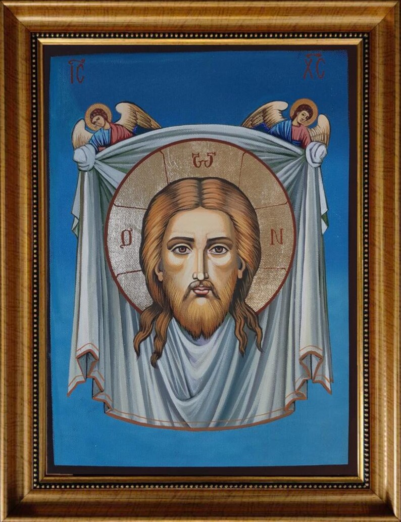 Hand Painted Jesus Christ Icon With Gold - Modern Greek Orthodox Art - Etsy