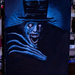Babadook Horror Handmade Painting – Scary Wall Decor, Weird Gothic Painting, Handmade Birthday Gift for Horror Fans, Geeky Halloween Poster