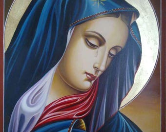Weinende Jungfrau Maria Ikone: Zeitlich Christliche Christliche Kunst Handgemacht