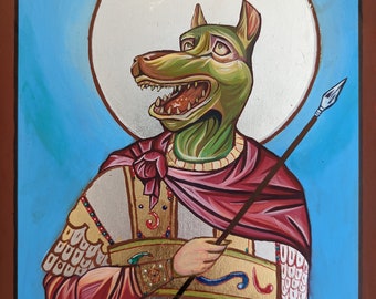 Saint Christopher the dog head (Cynocephaly) Orthodox Iconography Mount Athos Byzantine Christian Catholic Handmade