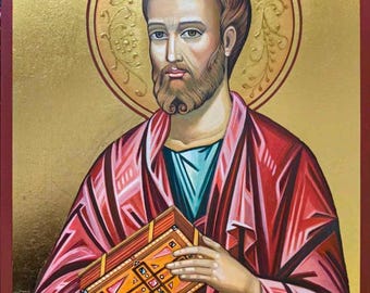Hand-Painted Saint Luke Icon | Byzantine Christian Art on Wood